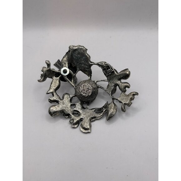 1990s Vintage North Carolina Metzke Pewter  Bud Vase Dogwood Flowers Cardinal Bi - Picture 4 of 4